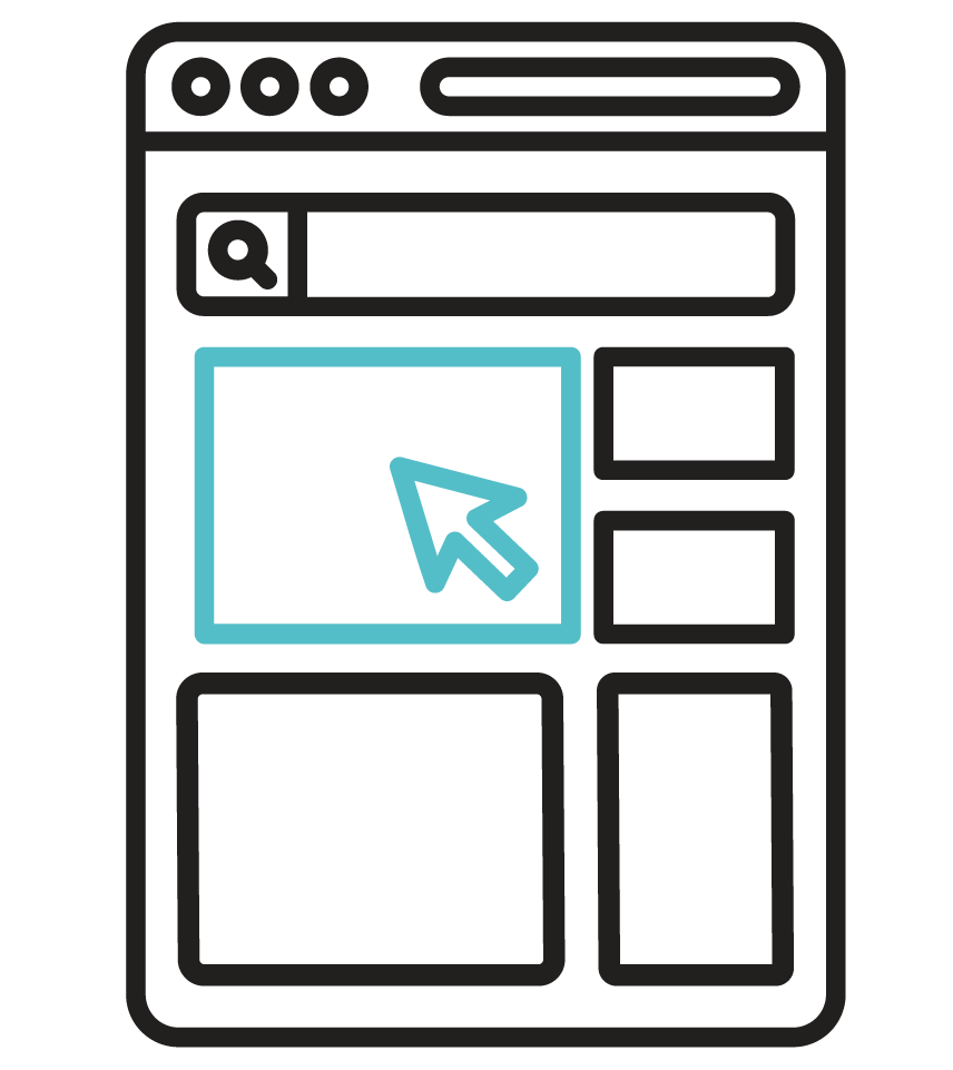 Icono de una ventana de navegación en la que se esta seleccionando una sección de la landing page