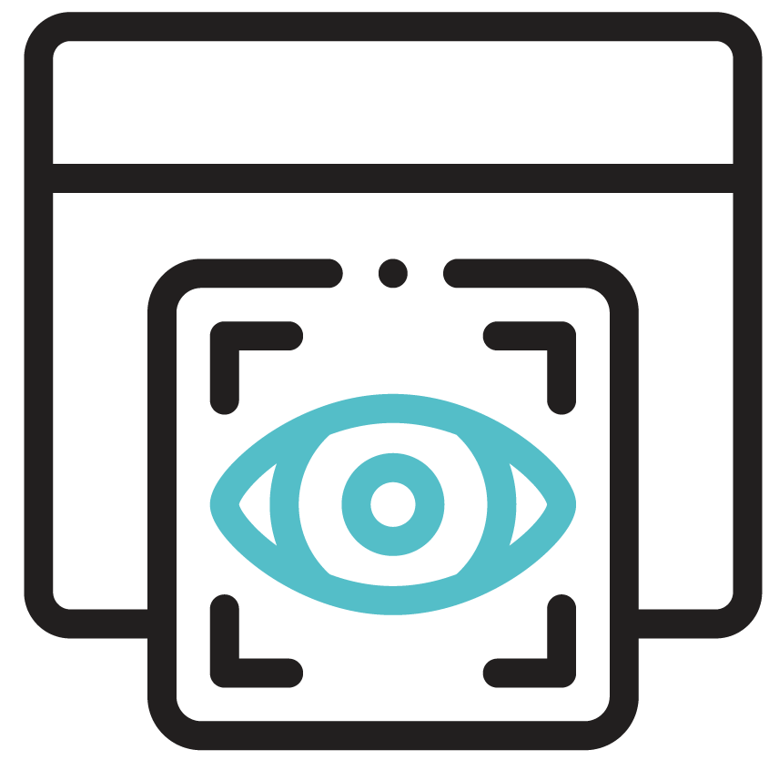 Icono de una pantalla con un ojo adentro