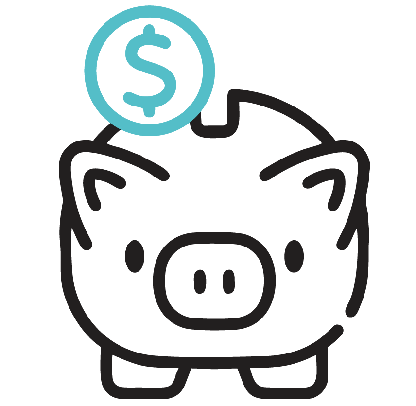 Icono de una alcancía de chancho con una moneda