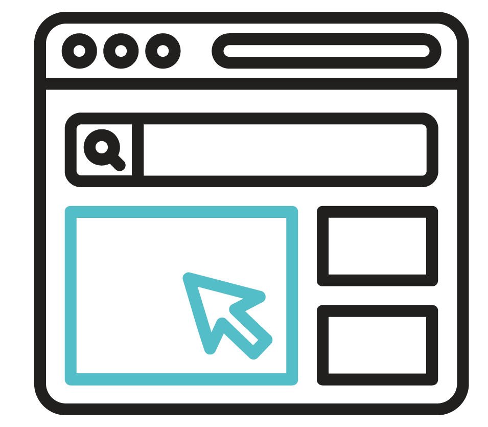 Icono de una ventana de navegación en la que se esta seleccionando una sección