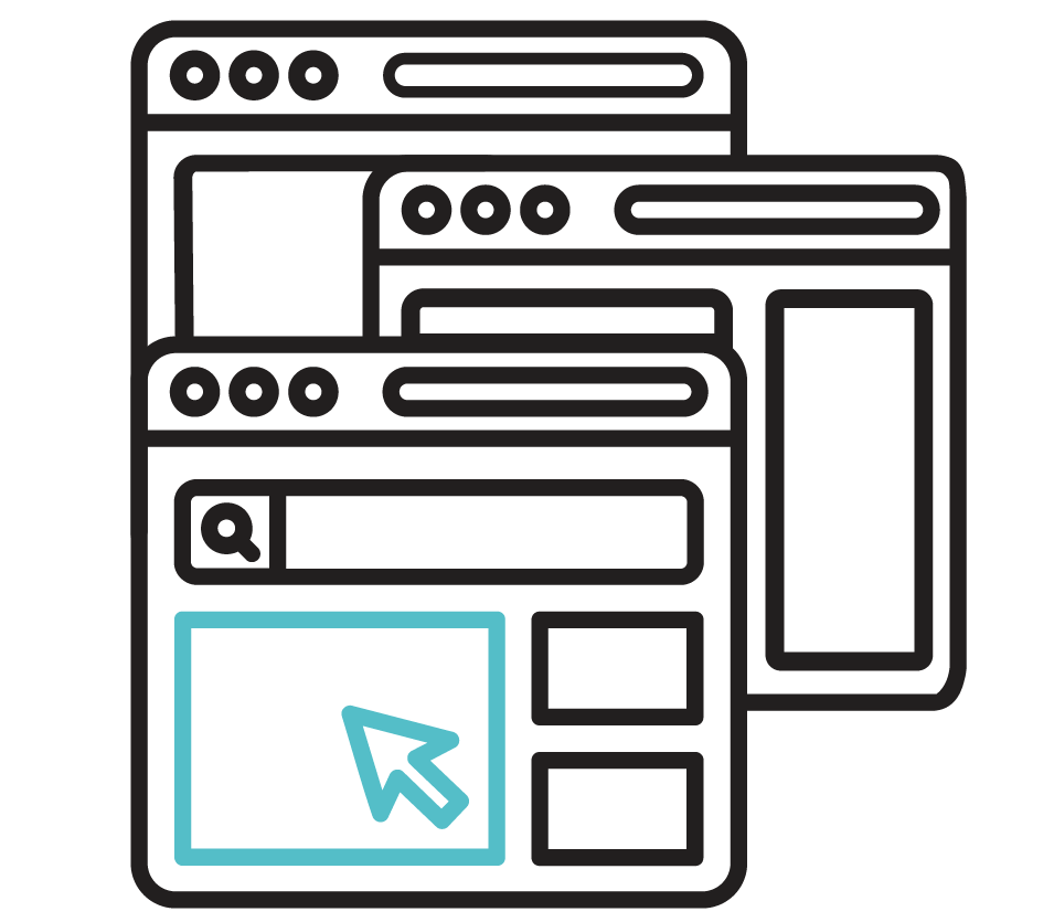 Icono de tres ventanas de navegación