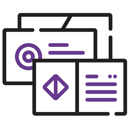 Icono de tres piezas de folleteria