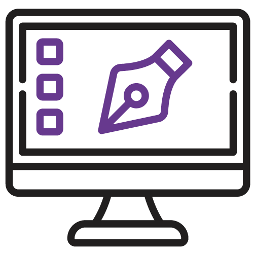 Icono de un monitor que visualiza una pluma
