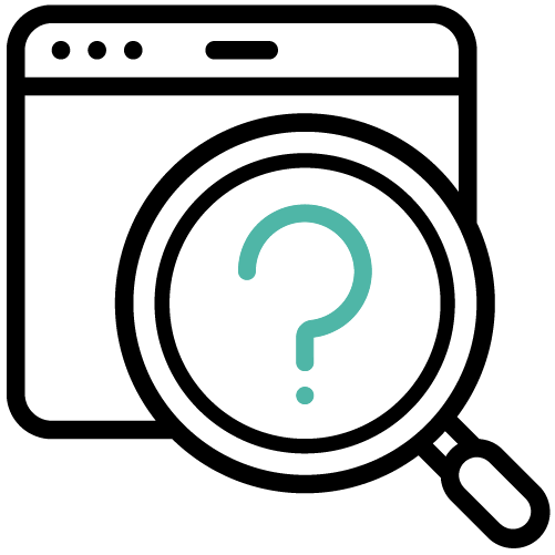 Icono de una ventana de navegación con una lupa sobre ella