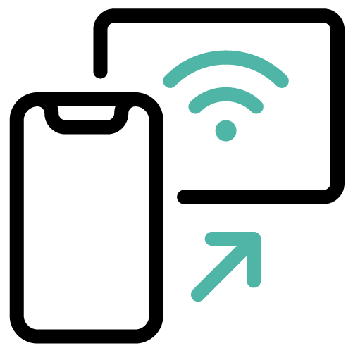 Icono de un celular conectandose a otro dispositivo