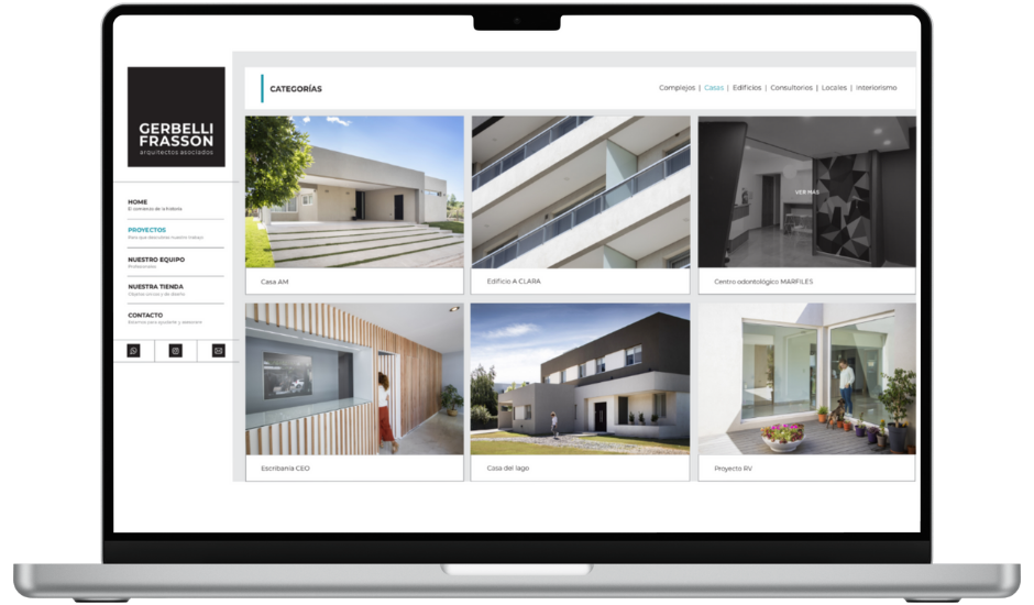 Imagen de una notebook visualizando el sitio de Gerbelli Frasson arquitectos asociados