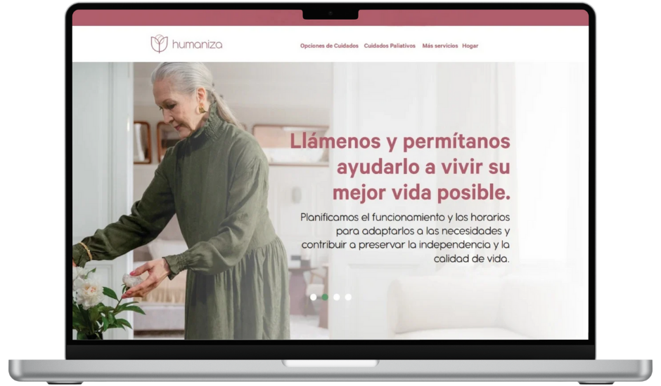 Imagen de una notebook visualizando el sitio de Humaniza