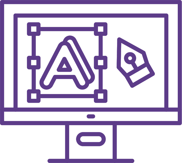 Icono donde se muestra un monitor con recursos de edición de diseño