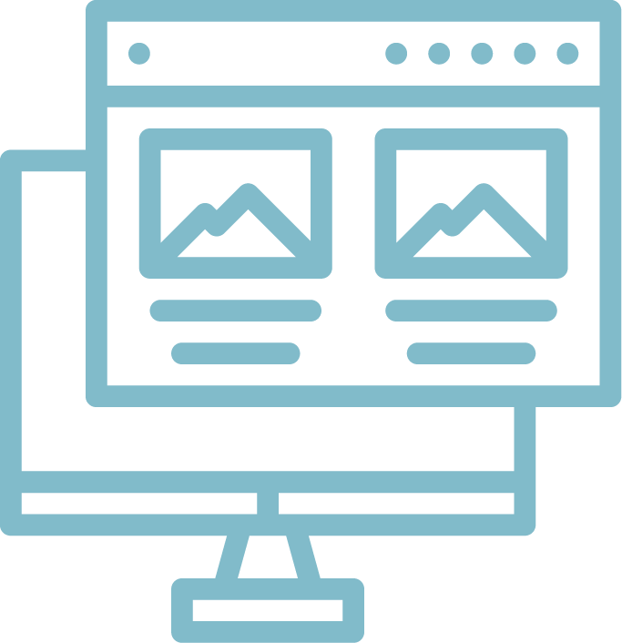 Icono donde se muestra un monitor con una ventana de navegación saliendo de el