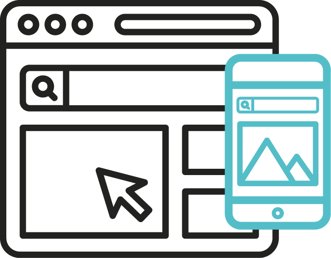 Icono de una ventana de navegación con un teléfono al lado