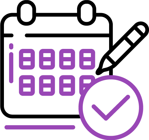 Icono de un calendario que esta siendo marcado con un lapiz