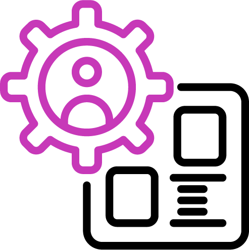 Icono de una ventana de navegación con un engranaje por encima